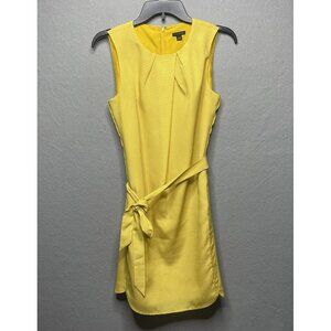 Ann Taylor Shift Dress Size 2 Women Yellow Sleeveless Tie Waist Belt